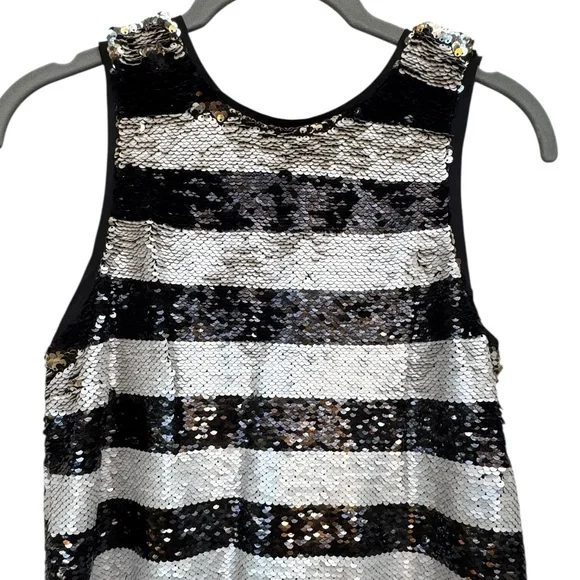 Gianni Bini Sparkling Black and Silver Striped Kids Dress size XL - Picture 4 of 7